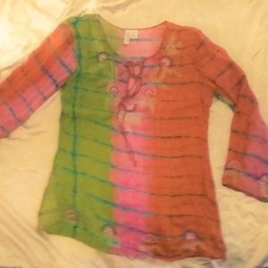 Tye Dye BOHO Sheer Tunic Top/Coverup
